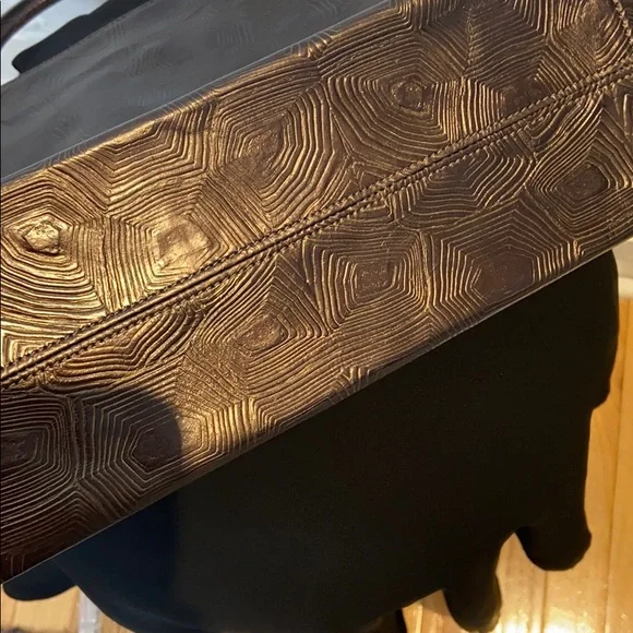 Carrie Forbes Brown Embossed Leather Tote Bag